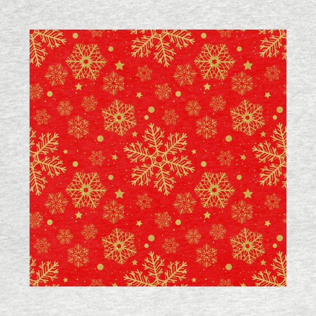 Golden snowflakes on red by katerinamk